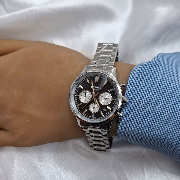 Relógio CASIO EDIFICE masculino preto prata EFR-575D-1ADF - aconfianca